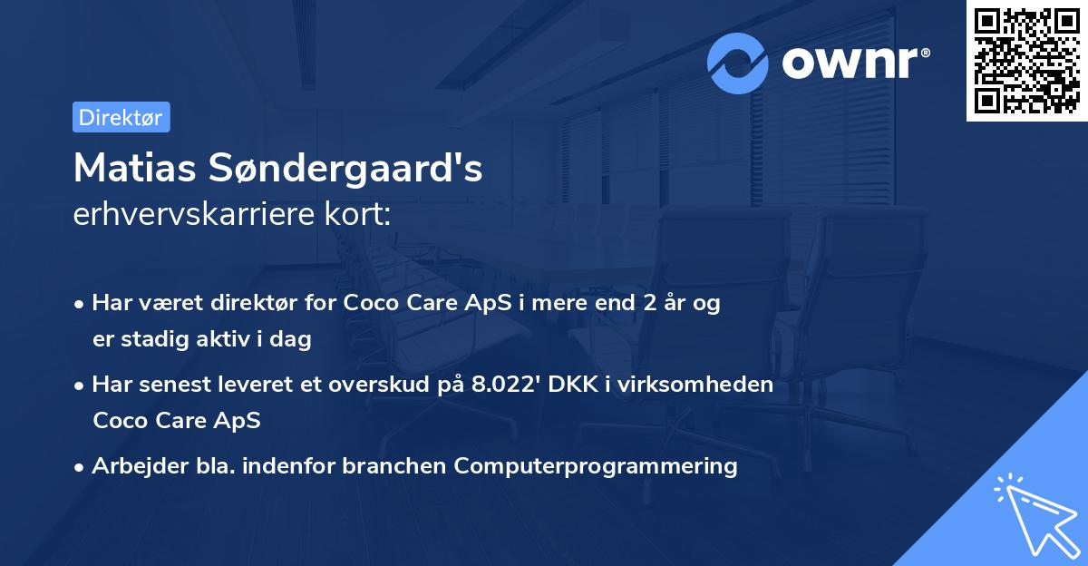 Matias Søndergaard's erhvervskarriere kort
