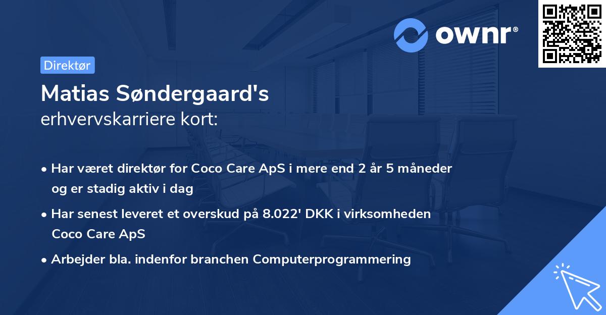 Matias Søndergaard's erhvervskarriere kort