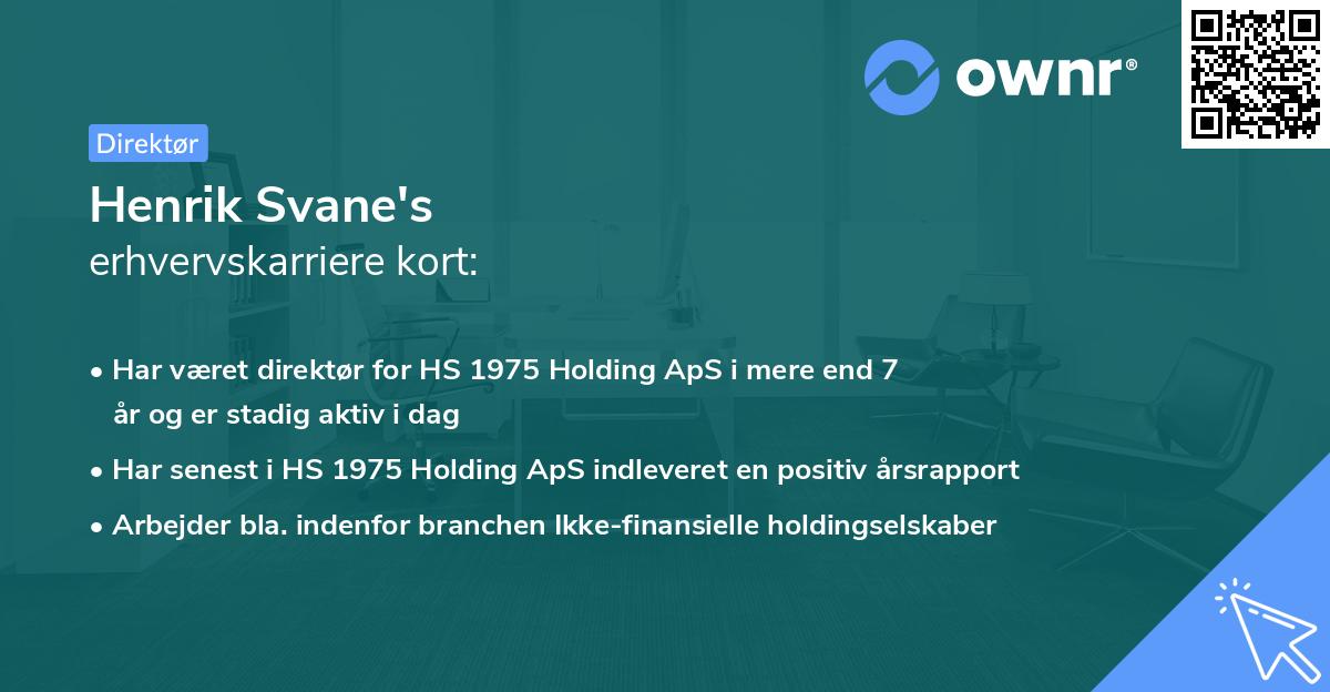 Henrik Svane's erhvervskarriere kort