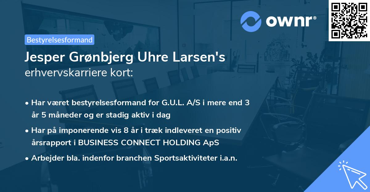 Jesper Grønbjerg Uhre Larsen's erhvervskarriere kort