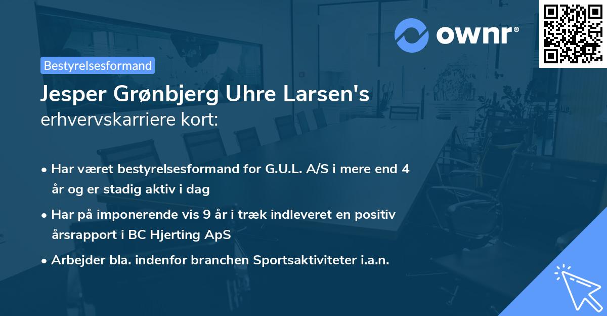 Jesper Grønbjerg Uhre Larsen's erhvervskarriere kort