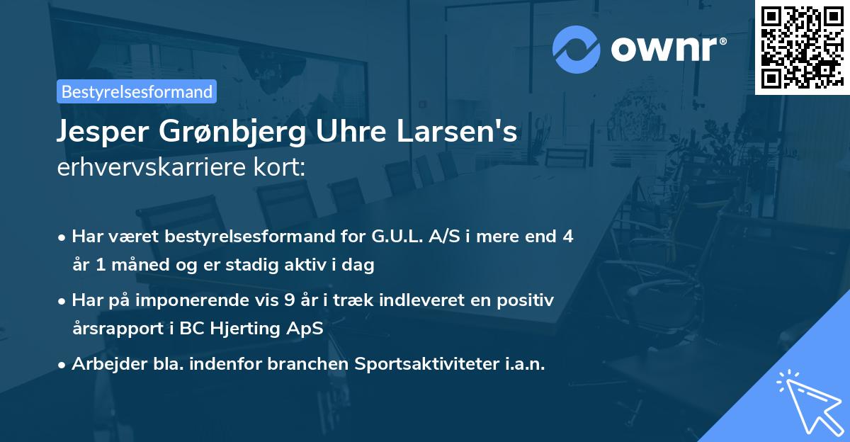 Jesper Grønbjerg Uhre Larsen's erhvervskarriere kort