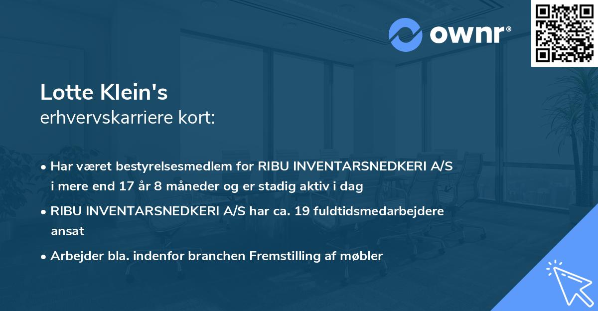 Lotte Klein's erhvervskarriere kort