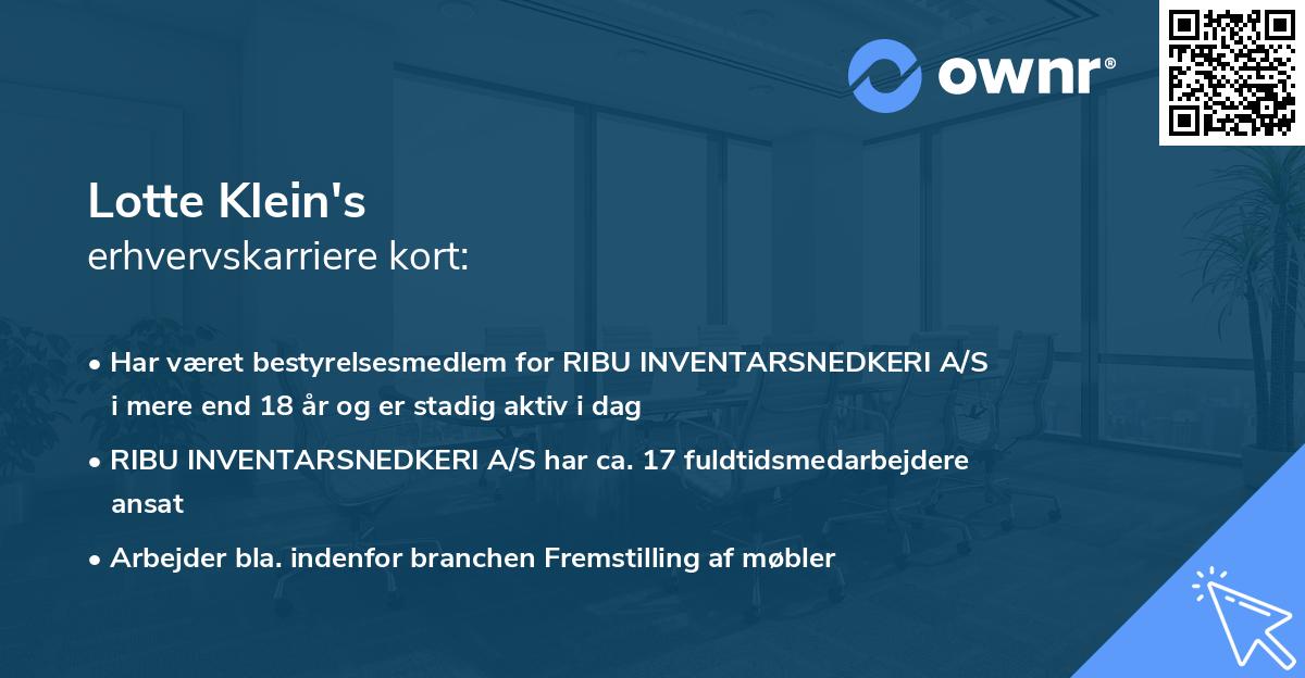 Lotte Klein's erhvervskarriere kort
