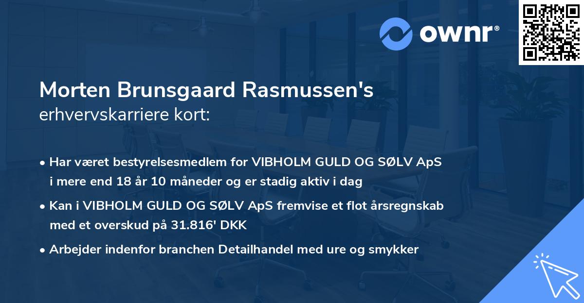 Morten Brunsgaard Rasmussen's erhvervskarriere kort