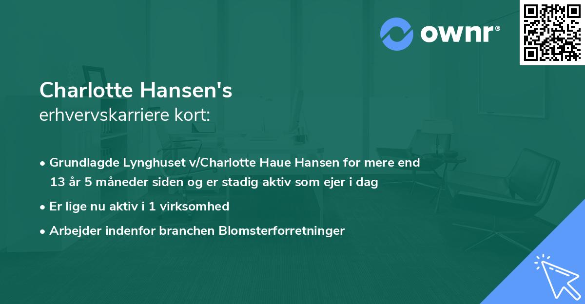 Charlotte Hansen's erhvervskarriere kort