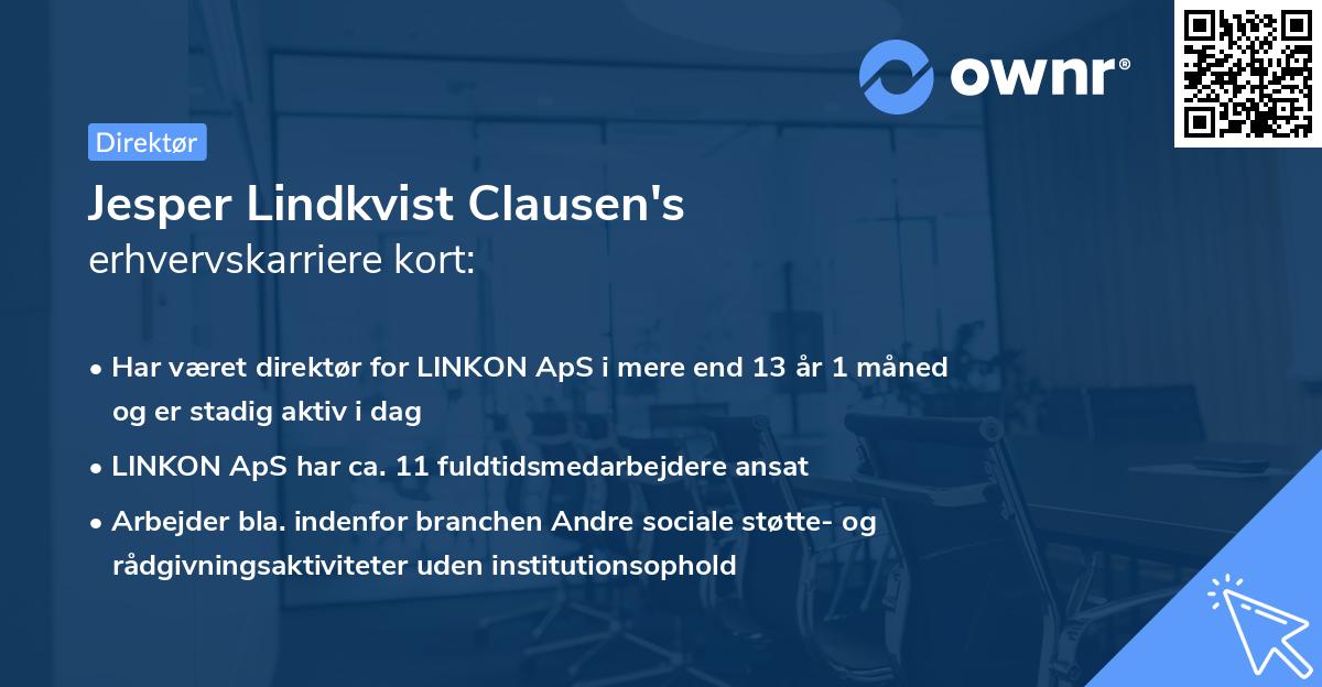 Jesper Lindkvist Clausen's erhvervskarriere kort