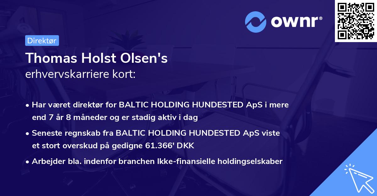Thomas Holst Olsen's erhvervskarriere kort