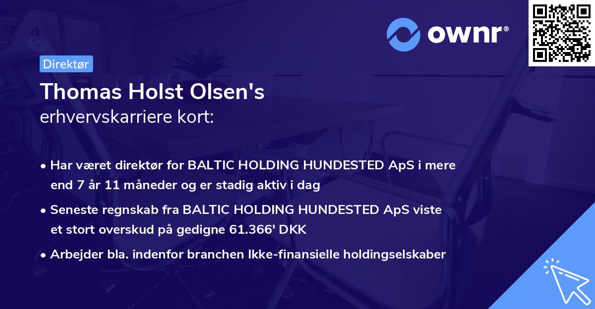 Thomas Holst Olsen's erhvervskarriere kort