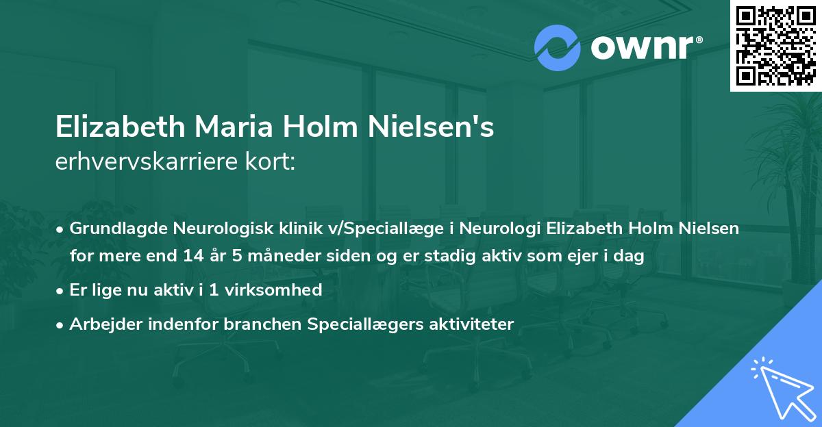 Elizabeth Maria Holm Nielsen's erhvervskarriere kort