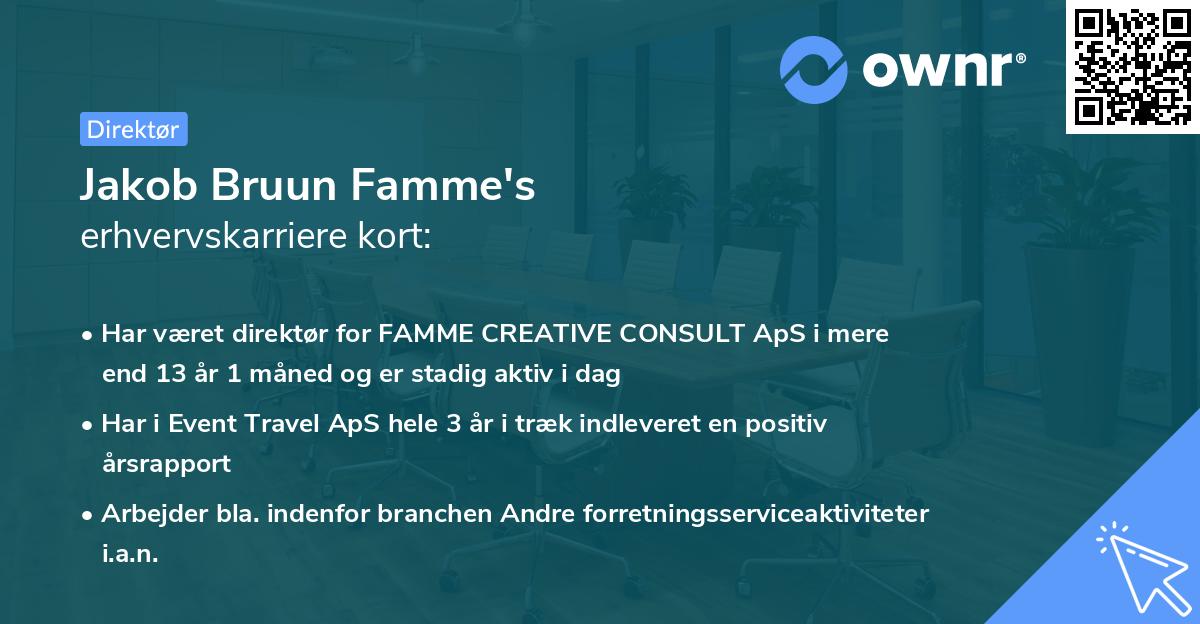 Jakob Bruun Famme's erhvervskarriere kort