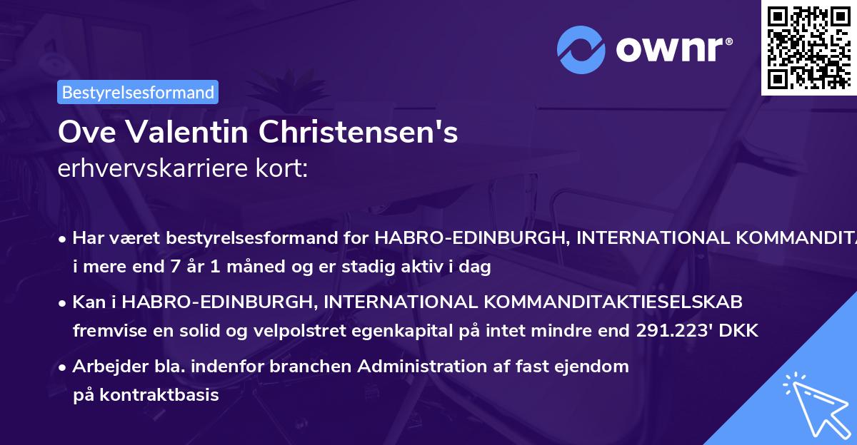 Ove Valentin Christensen's erhvervskarriere kort
