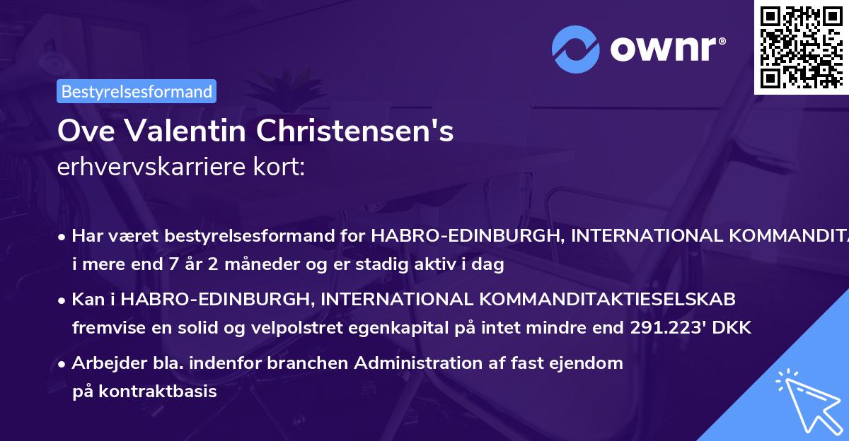 Ove Valentin Christensen's erhvervskarriere kort