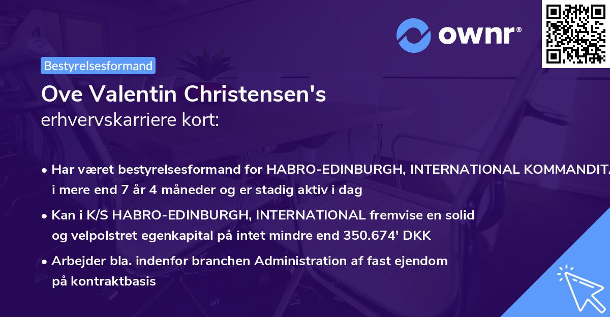 Ove Valentin Christensen's erhvervskarriere kort