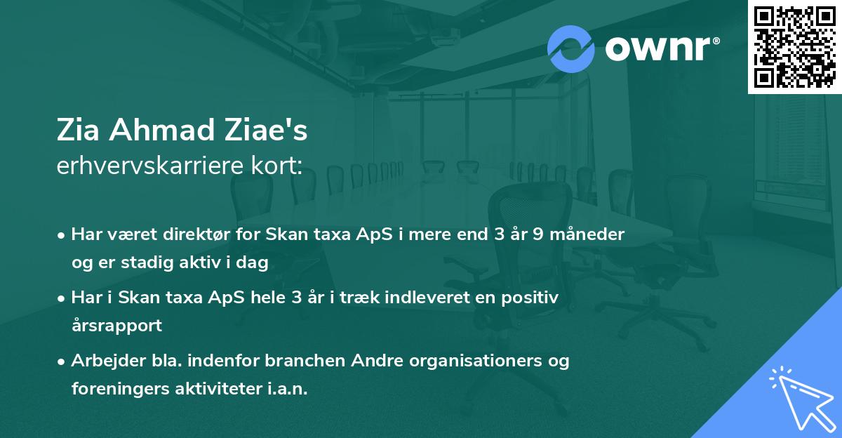 Zia Ahmad Ziae's erhvervskarriere kort