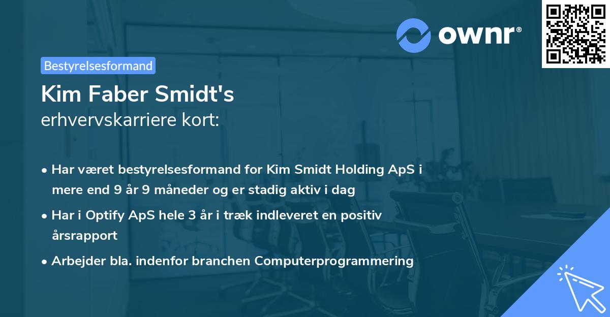 Kim Faber Smidt's erhvervskarriere kort