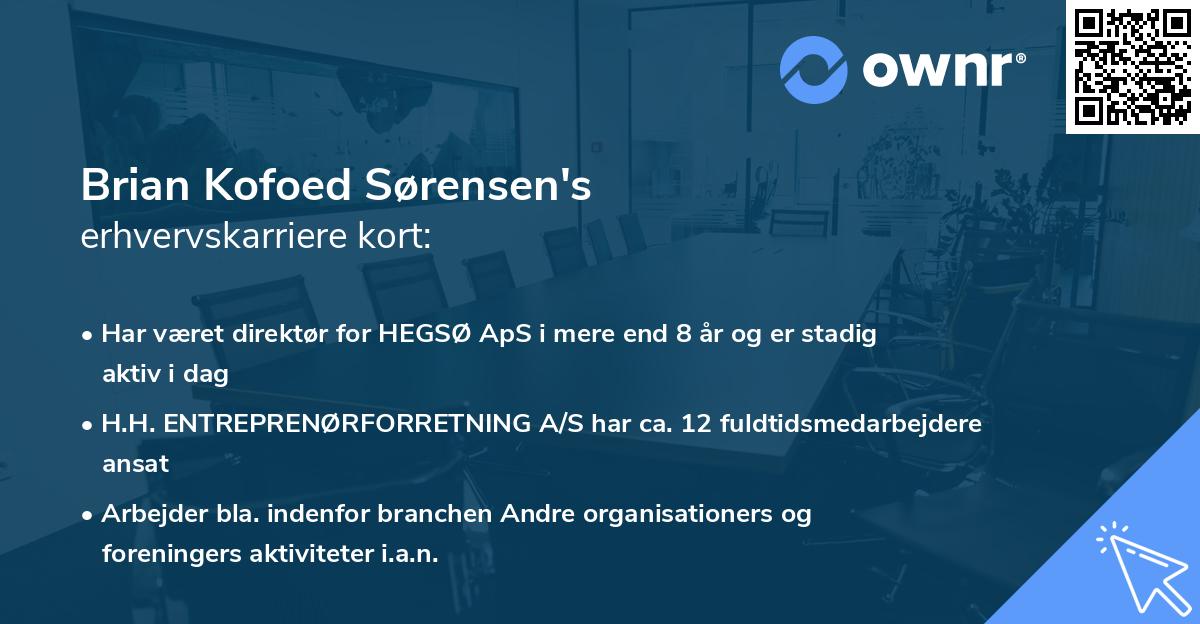 Brian Kofoed Sørensen's erhvervskarriere kort