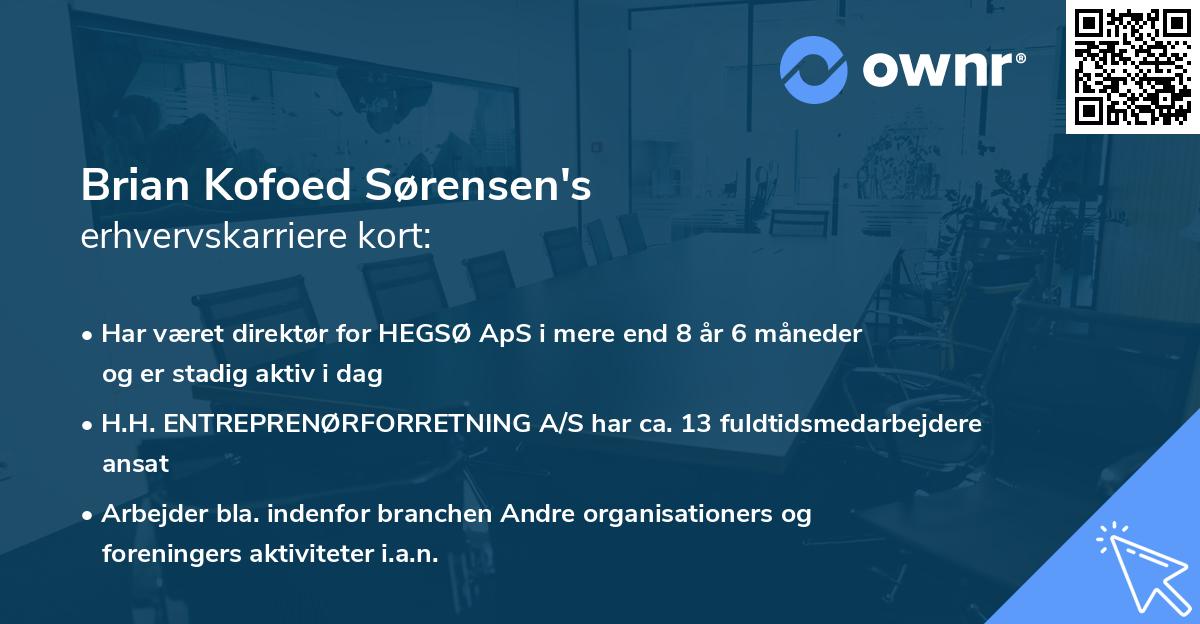 Brian Kofoed Sørensen's erhvervskarriere kort