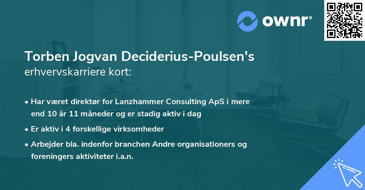 Torben Jogvan Deciderius-Poulsen's erhvervskarriere kort