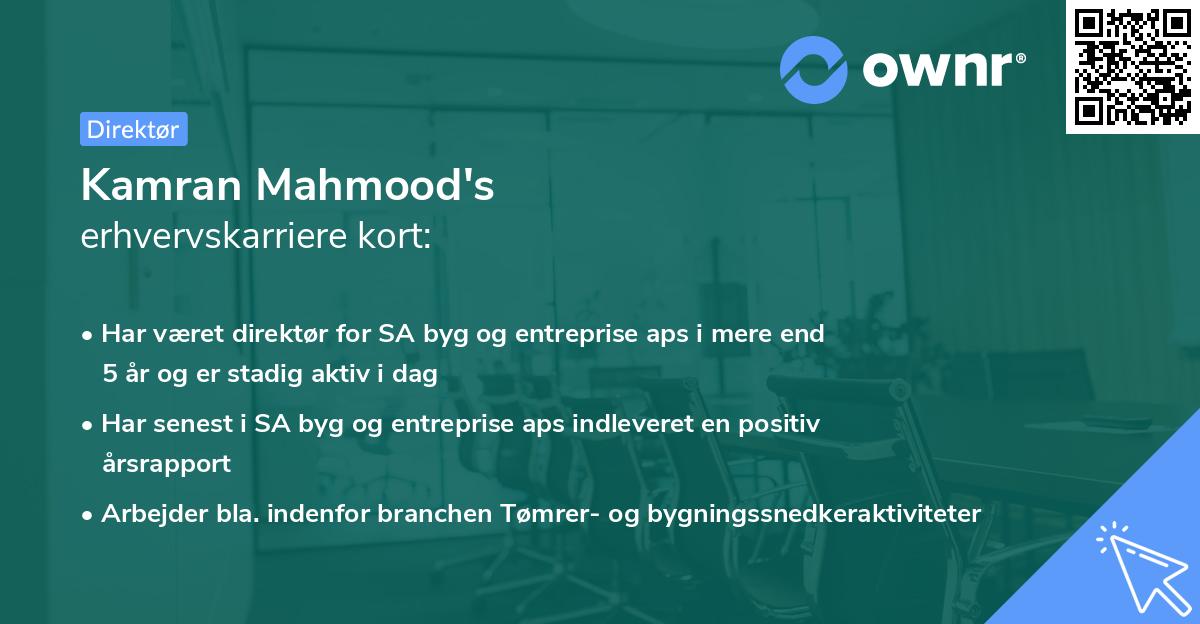 Kamran Mahmood's erhvervskarriere kort