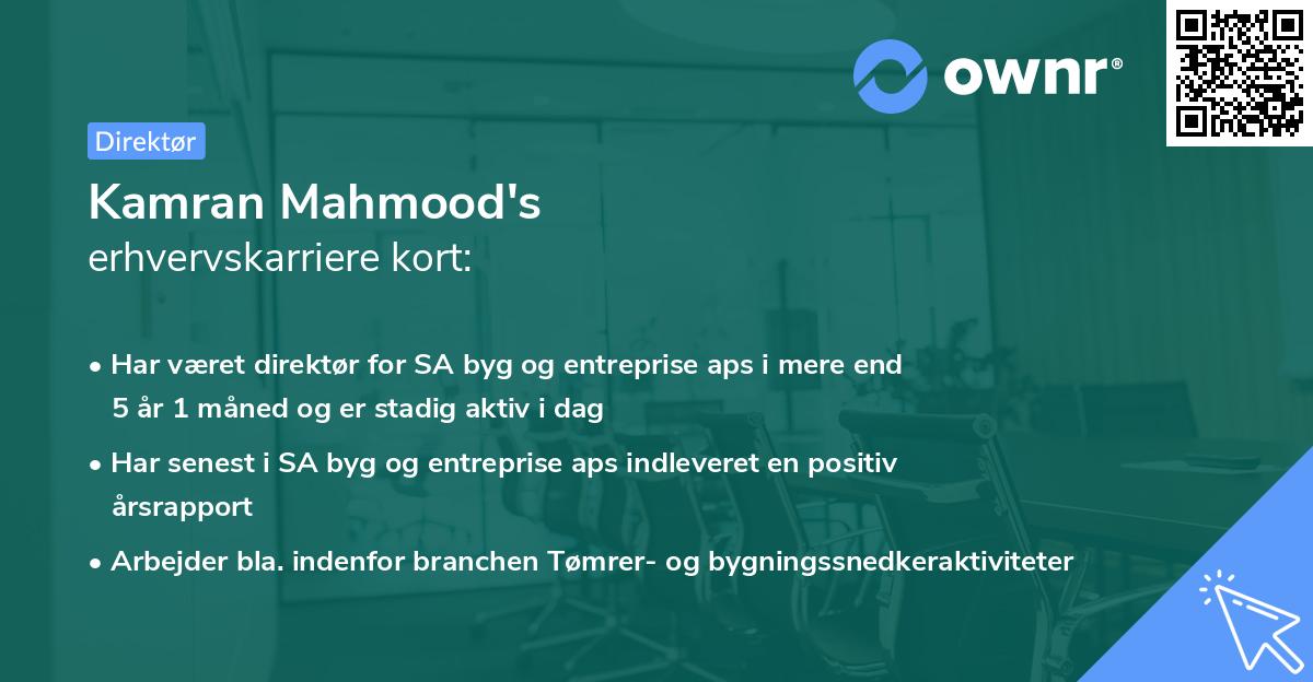 Kamran Mahmood's erhvervskarriere kort