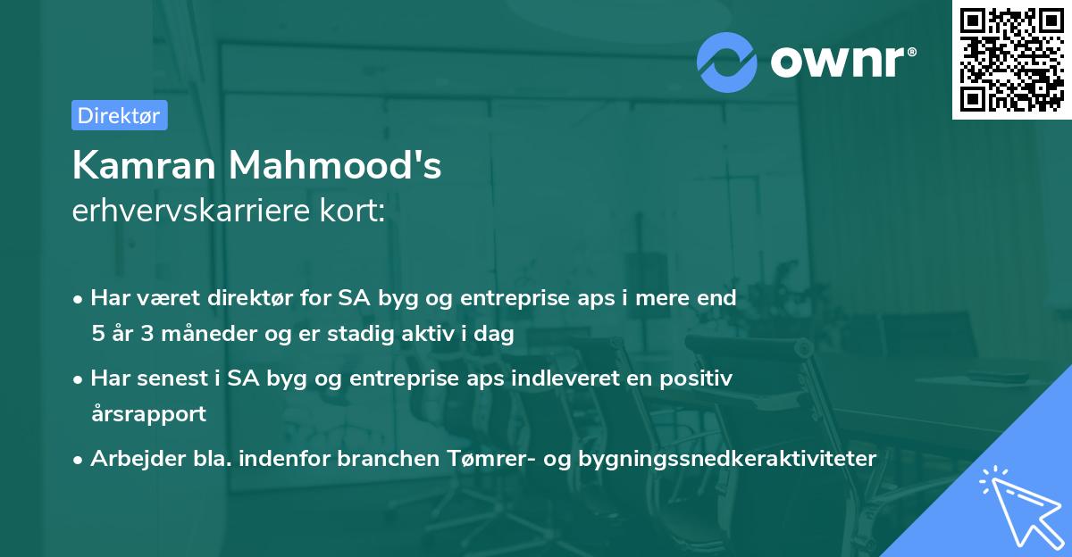 Kamran Mahmood's erhvervskarriere kort