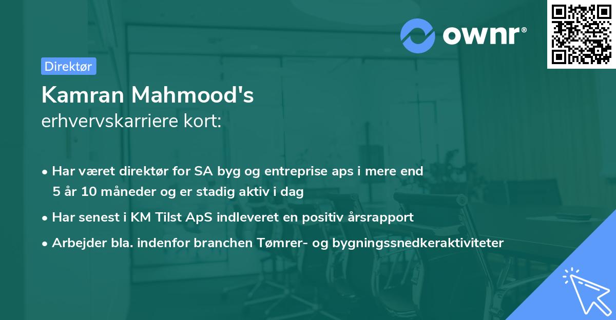 Kamran Mahmood's erhvervskarriere kort