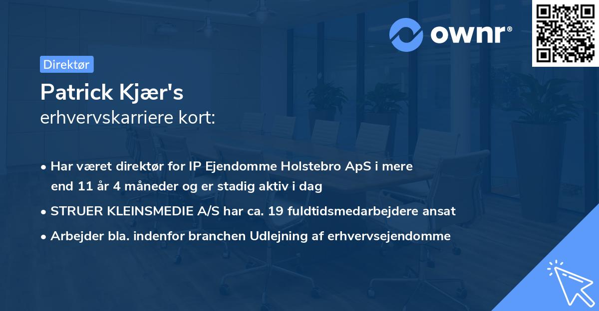 Patrick Kjær's erhvervskarriere kort