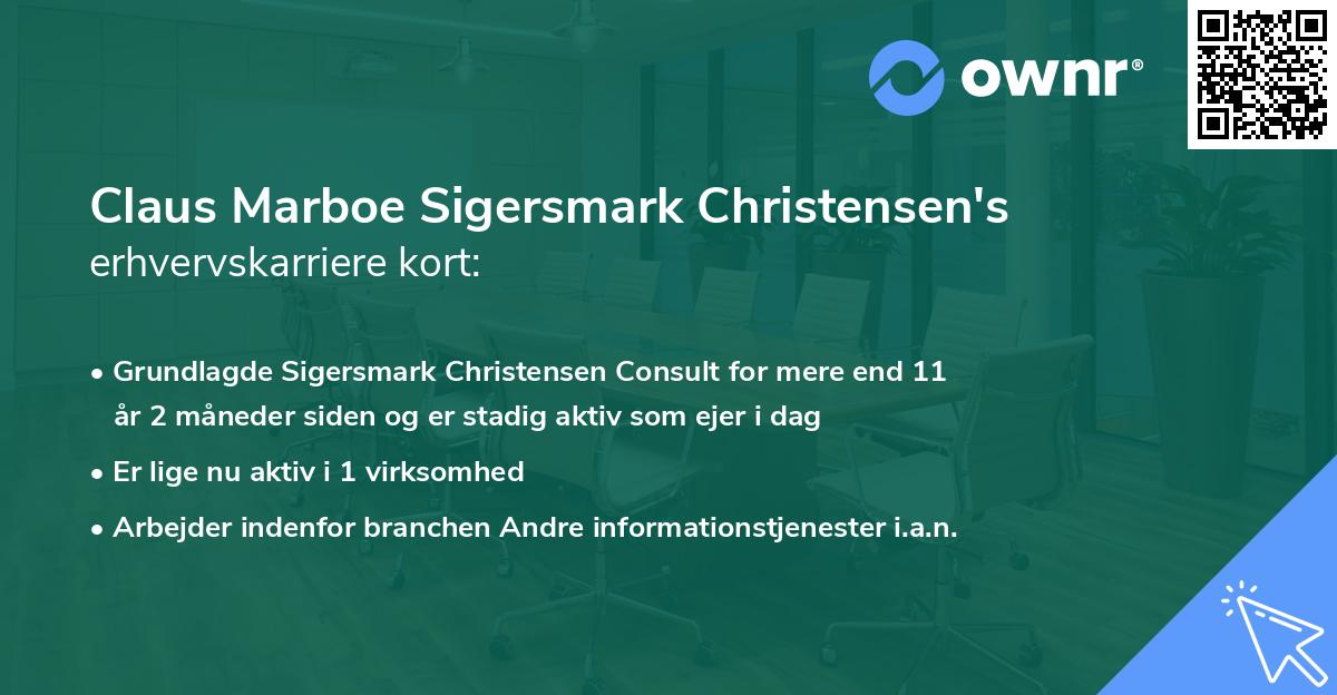 Claus Marboe Sigersmark Christensen's erhvervskarriere kort