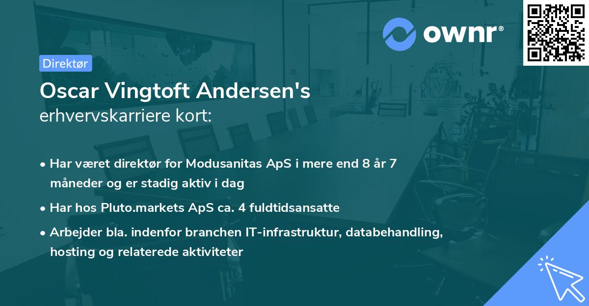 Oscar Vingtoft Andersen's erhvervskarriere kort