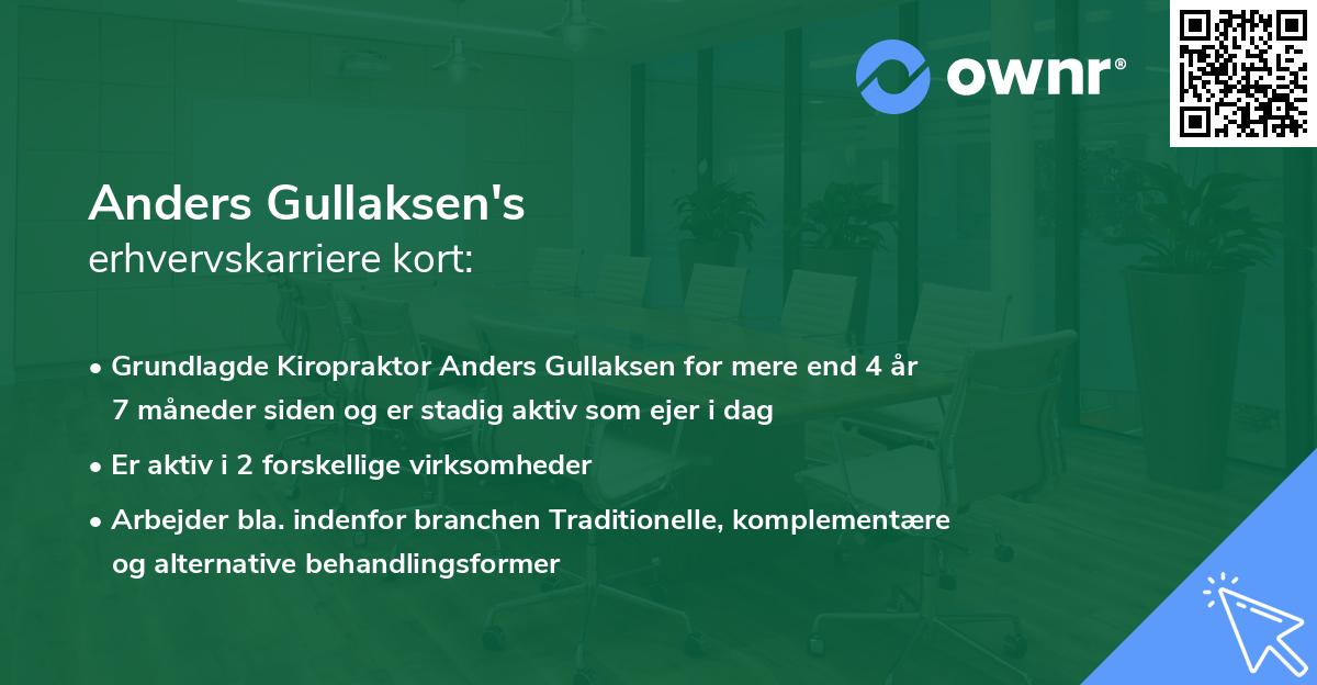 Anders Gullaksen's erhvervskarriere kort