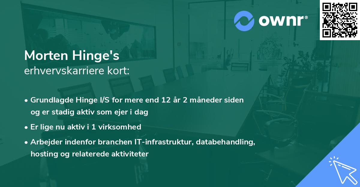 Morten Hinge's erhvervskarriere kort