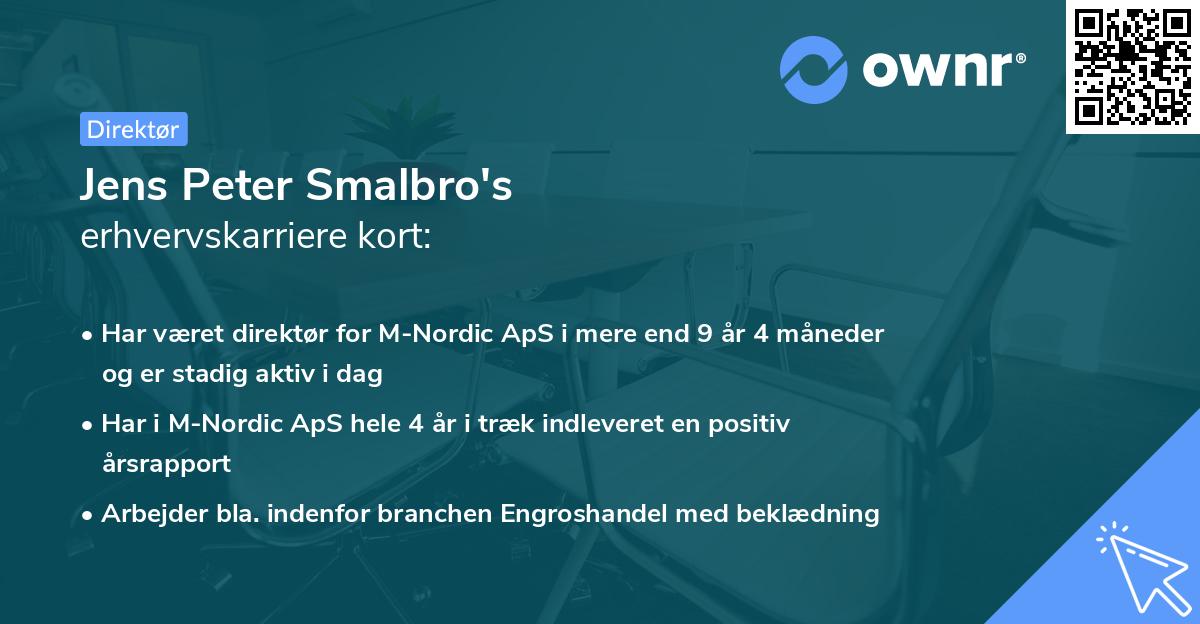 Jens Peter Smalbro's erhvervskarriere kort