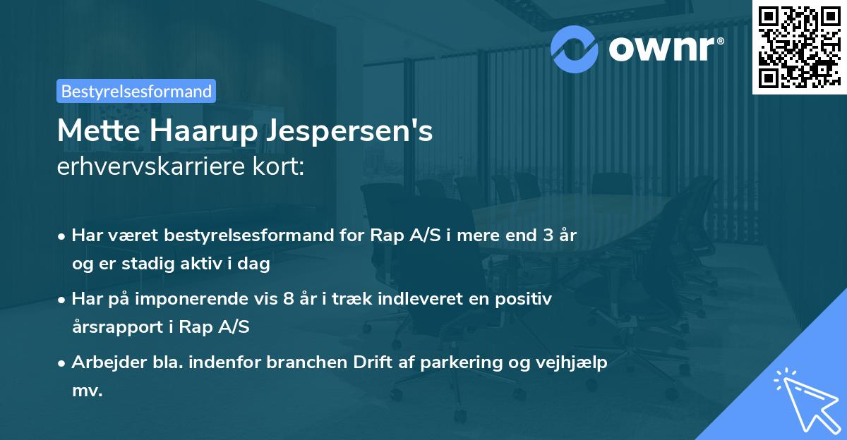 Mette Haarup Jespersen's erhvervskarriere kort