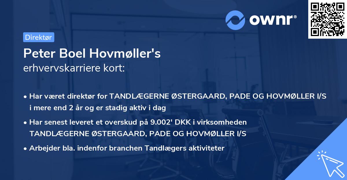 Peter Boel Hovmøller's erhvervskarriere kort