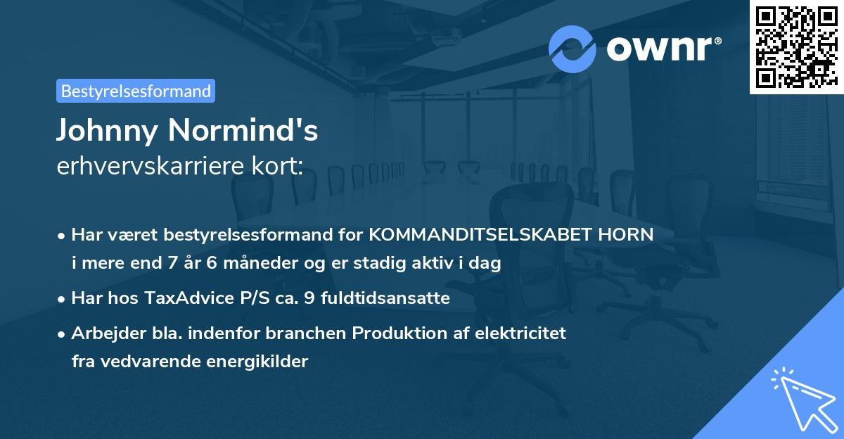 Johnny Normind's erhvervskarriere kort