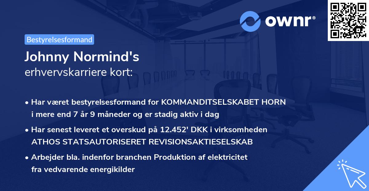 Johnny Normind's erhvervskarriere kort
