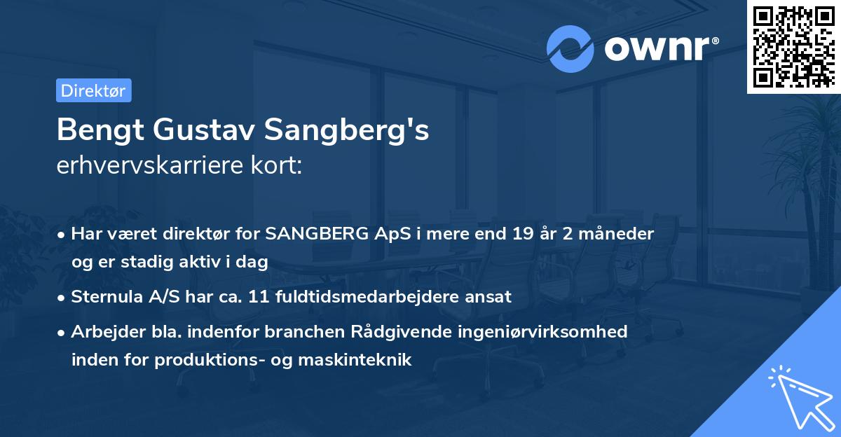 Bengt Gustav Sangberg's erhvervskarriere kort