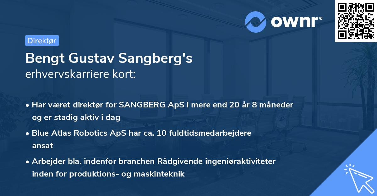 Bengt Gustav Sangberg's erhvervskarriere kort