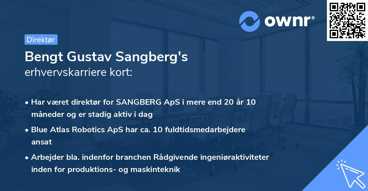 Bengt Gustav Sangberg's erhvervskarriere kort