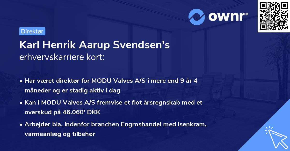 Karl Henrik Aarup Svendsen's erhvervskarriere kort