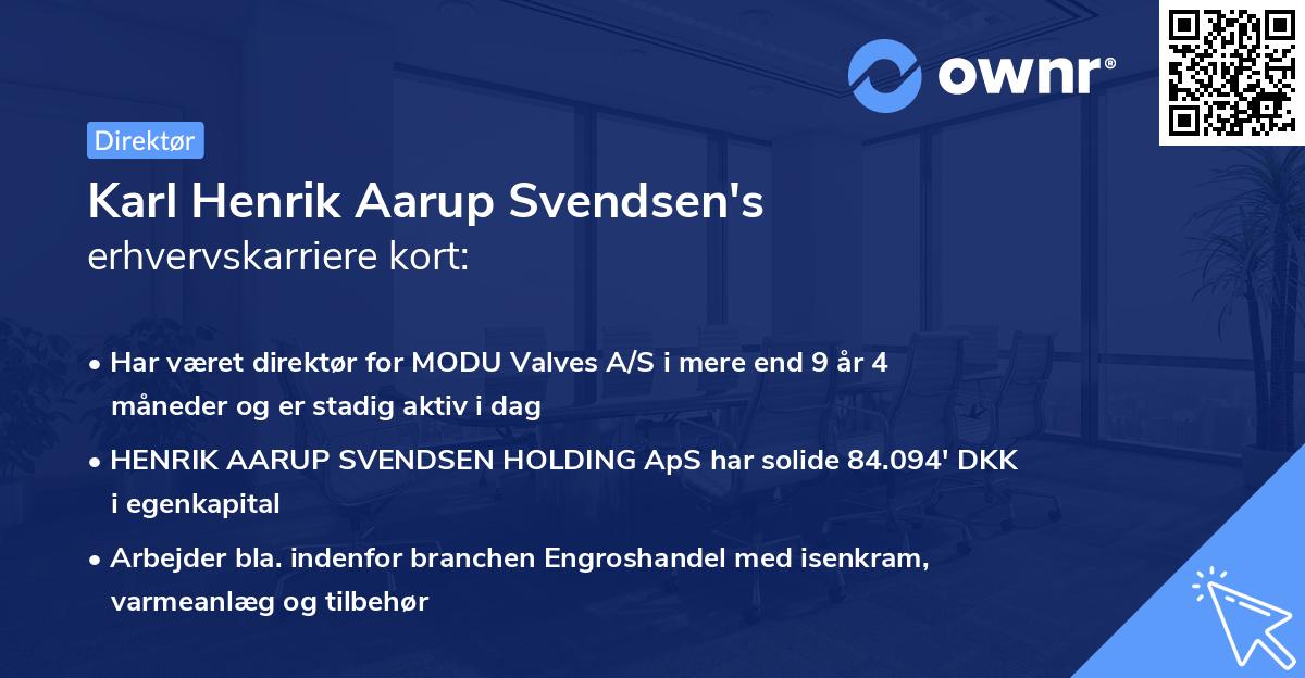 Karl Henrik Aarup Svendsen's erhvervskarriere kort