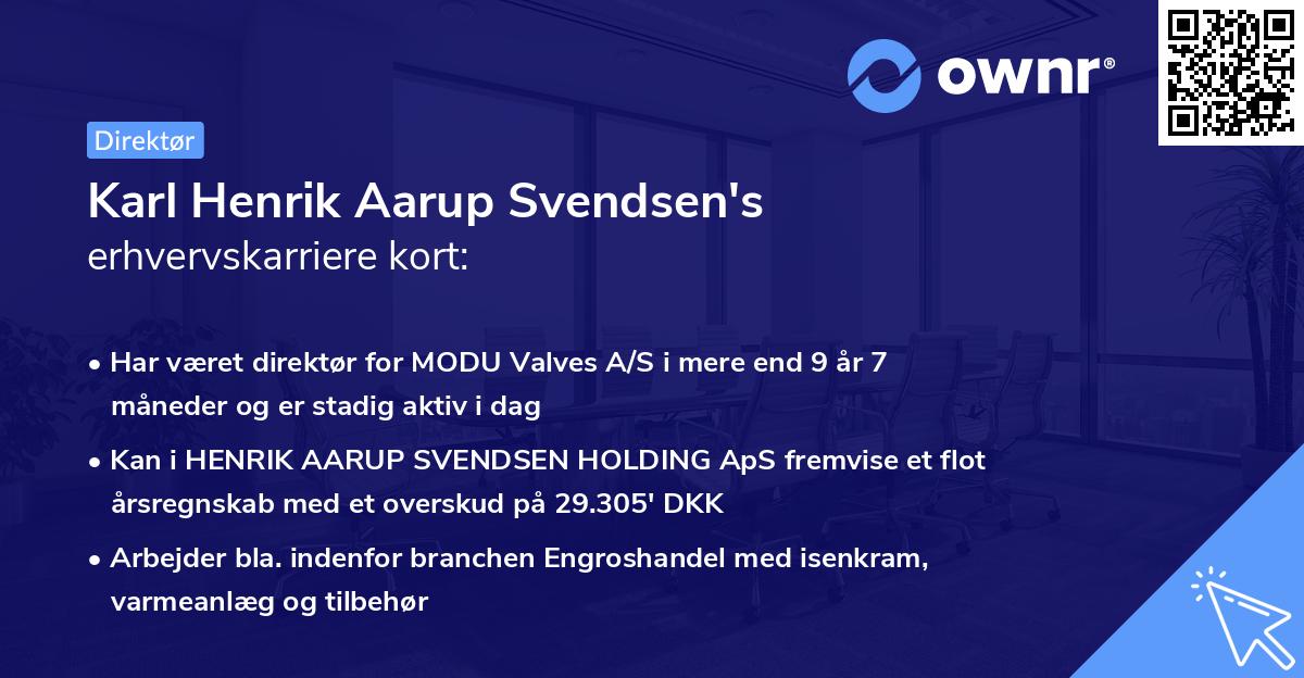 Karl Henrik Aarup Svendsen's erhvervskarriere kort