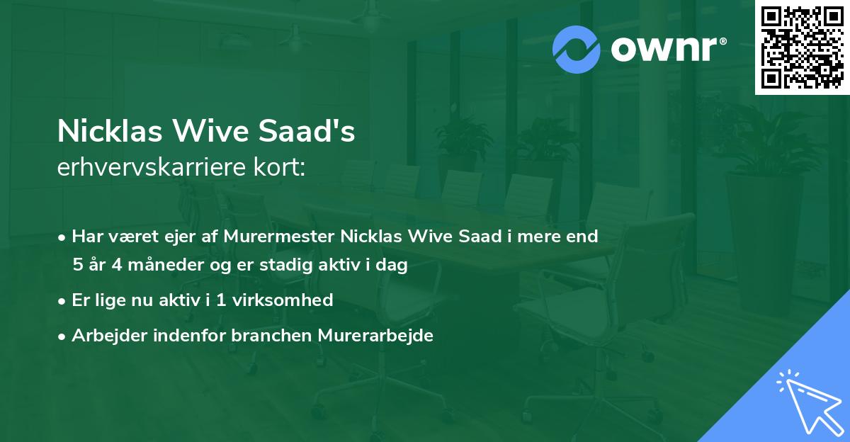 Nicklas Wive Saad's erhvervskarriere kort