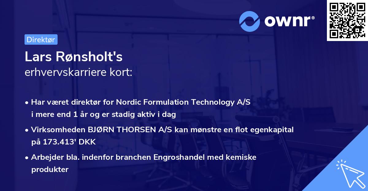 Lars Rønsholt's erhvervskarriere kort