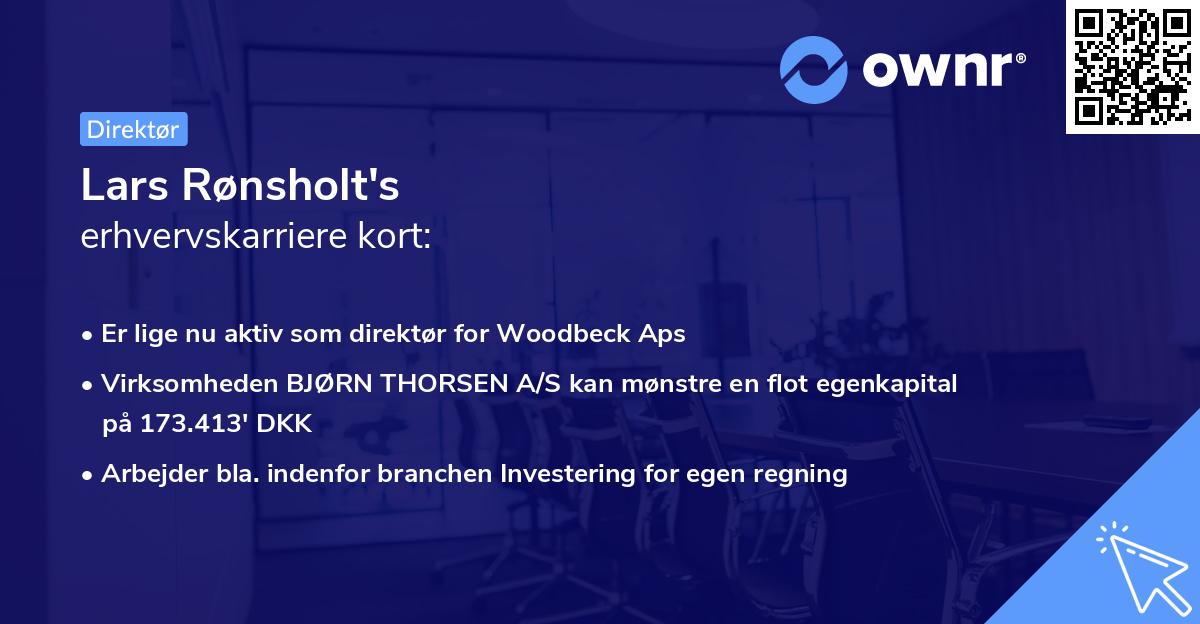 Lars Rønsholt's erhvervskarriere kort