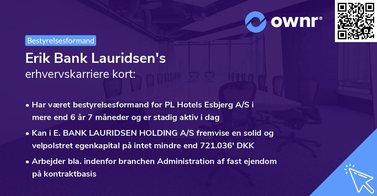 Erik Bank Lauridsen's erhvervskarriere kort