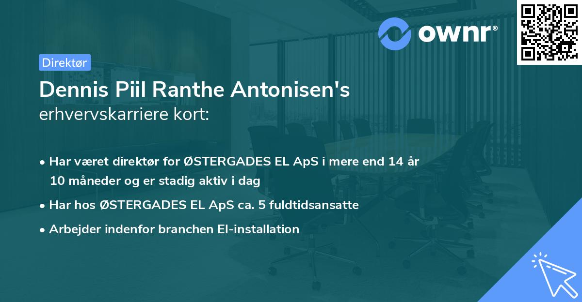 Dennis Piil Ranthe Antonisen's erhvervskarriere kort