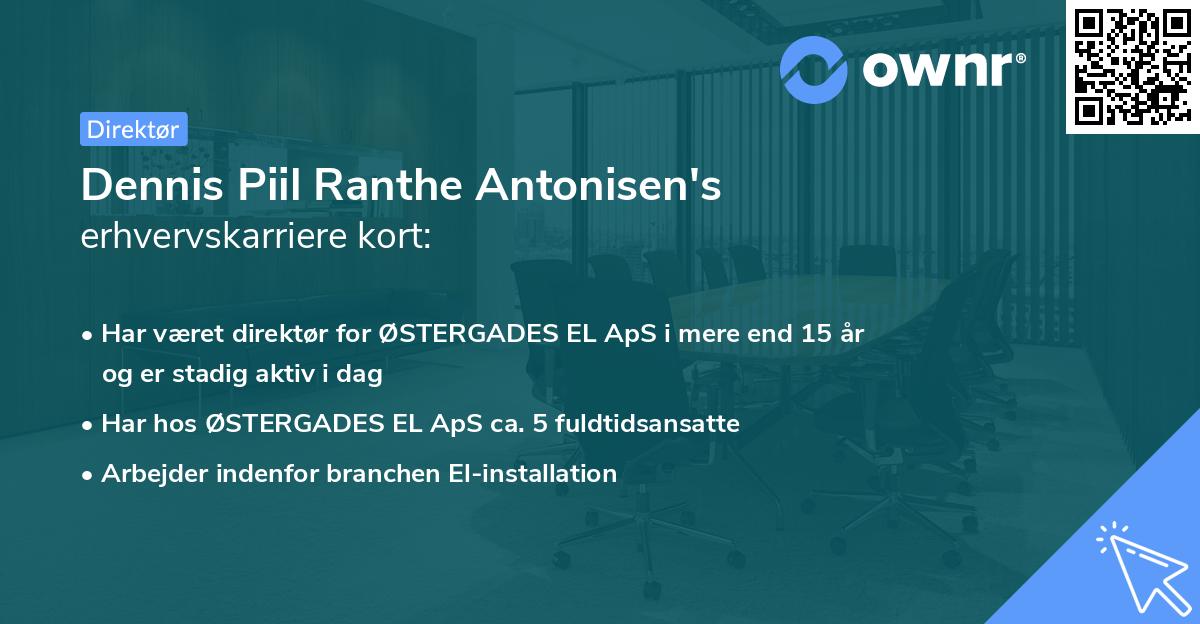 Dennis Piil Ranthe Antonisen's erhvervskarriere kort