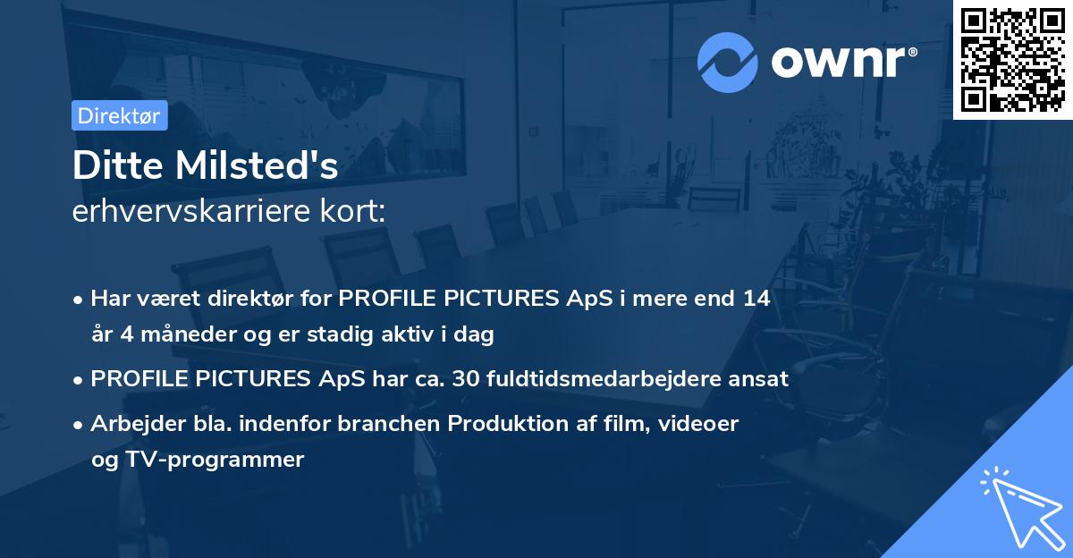 Ditte Milsted's erhvervskarriere kort